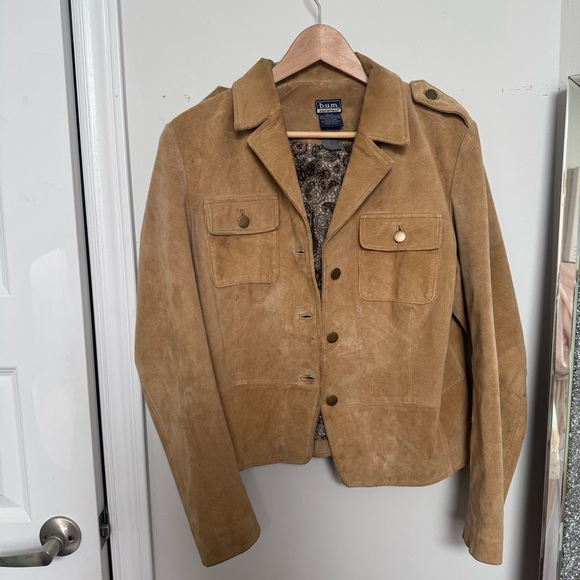 Vintage 90s B.U.M. Equipment Tan Suede Jacket | Western Blazer Y2K Retro L - Picture 3 of 9